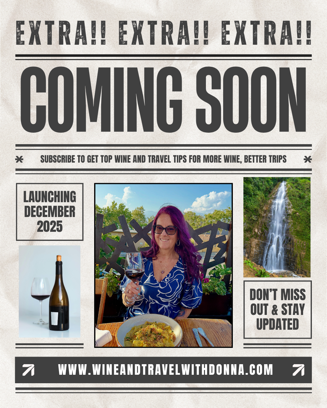 wine and travel with donna newsletter subscription promo