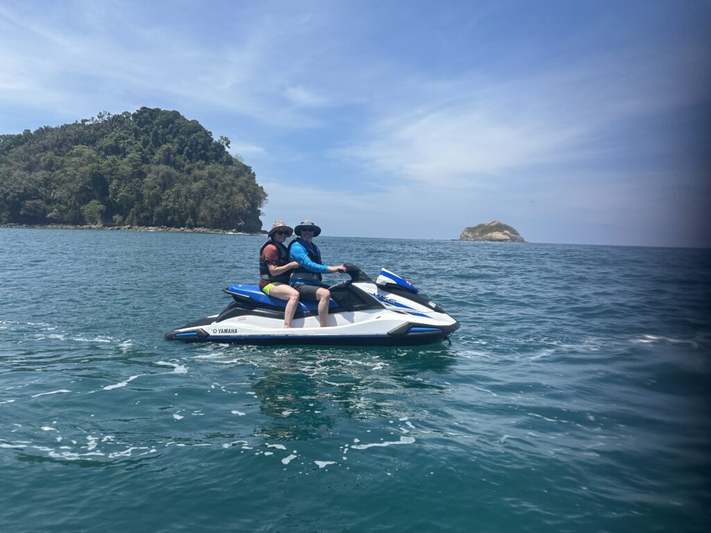 jet skiing off of manuel antonio beach in Costa Rica