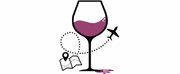 wine and travel with donna logo with a wine glass, an airplane, and a map